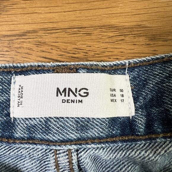Mango MNG Womens Havana Button Fly Raw Hem Cropped Straight Denim Jeans Size 18 - Picture 5 of 9